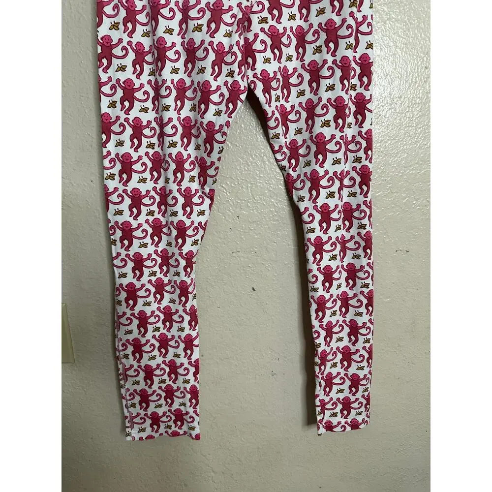 Roller Rabbit Pink Monkey Pajama Pants Womans XS 100% Pima Cotton Made in Peru
